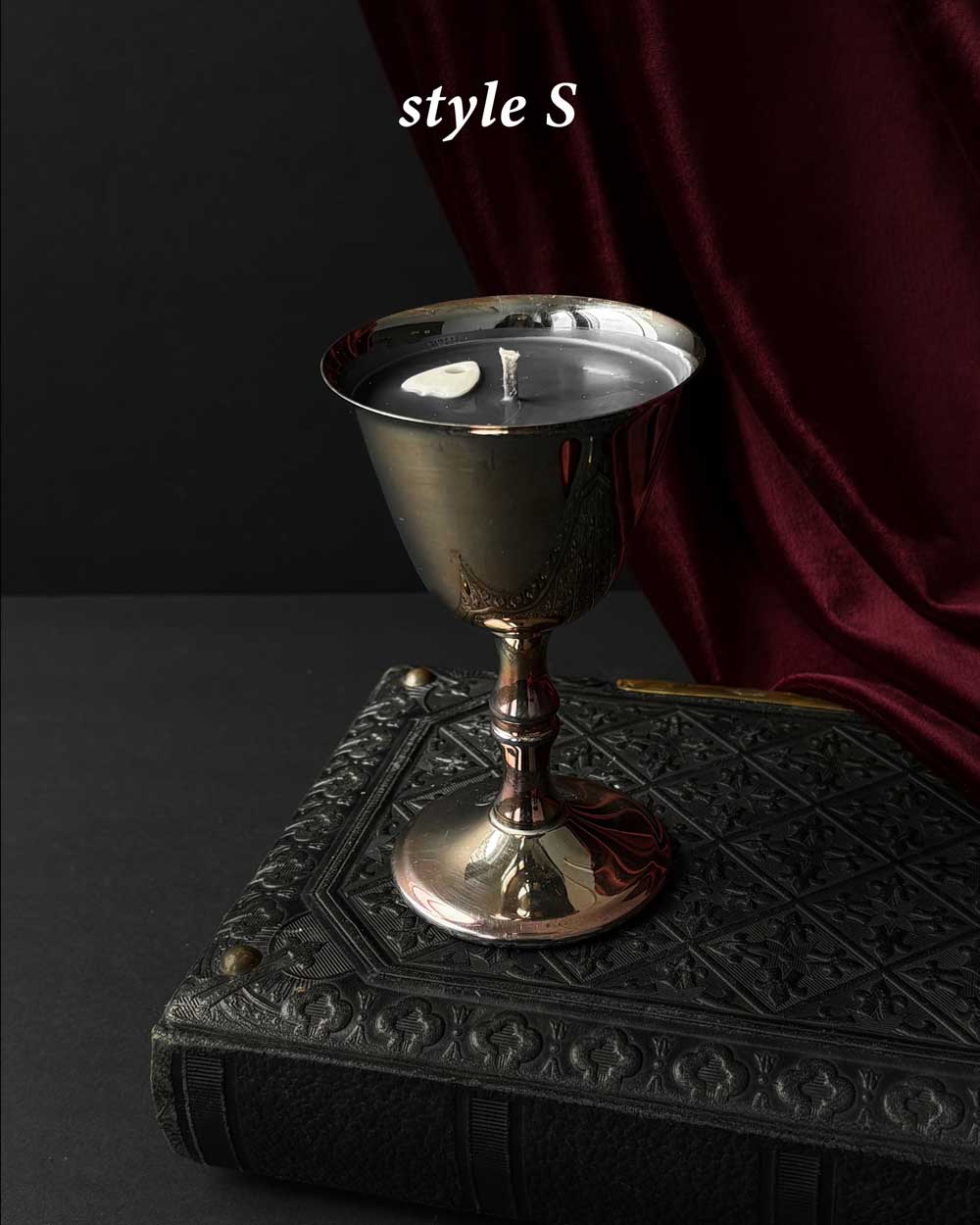 Chalice Candle ~ Black Wax with Planchette