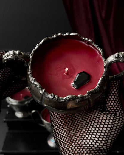 Cauldron Candle ~ Red Wax with Coffin