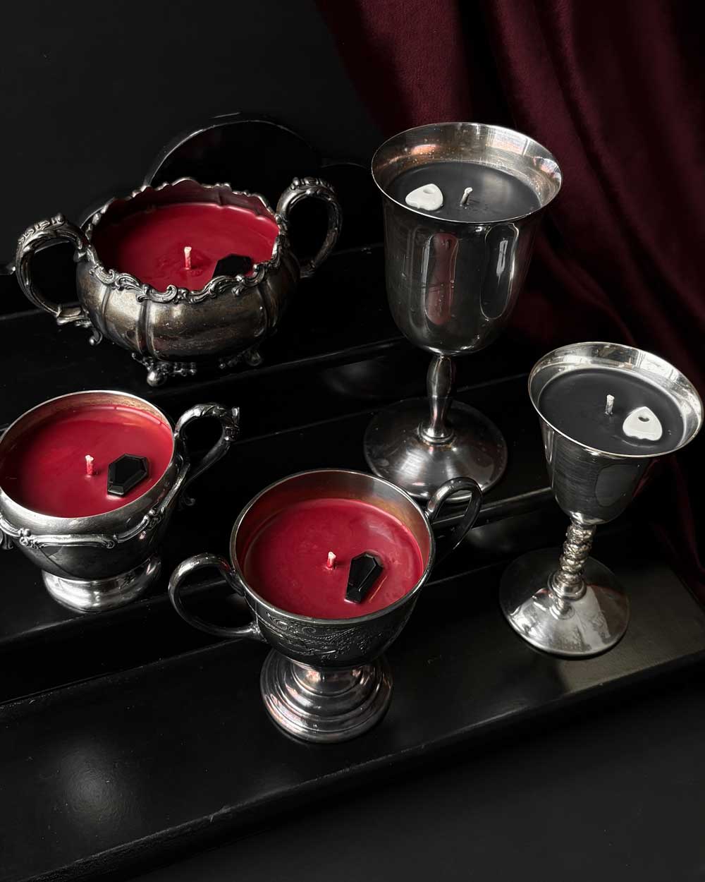 Cauldron Candle ~ Red Wax with Coffin