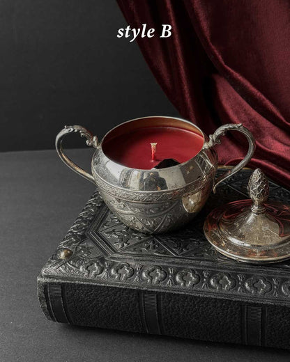 Cauldron Candle ~ Red Wax with Coffin