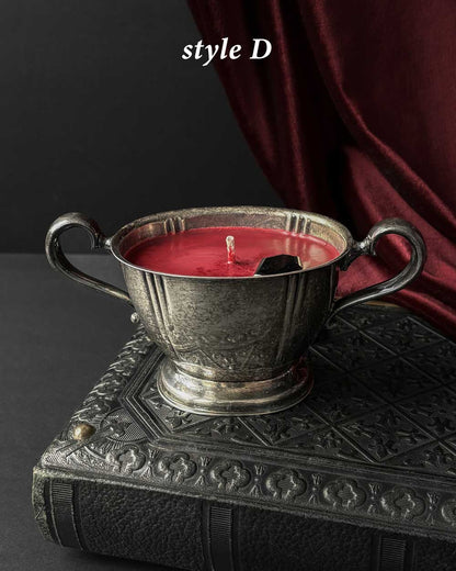 Cauldron Candle ~ Red Wax with Coffin