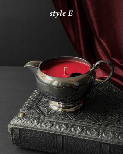 Cauldron Candle ~ Red Wax with Coffin
