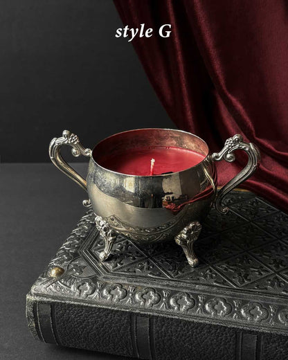 Cauldron Candle ~ Red Wax with Coffin