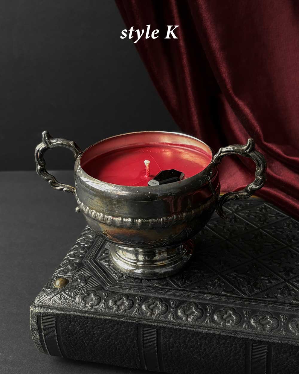 Cauldron Candle ~ Red Wax with Coffin