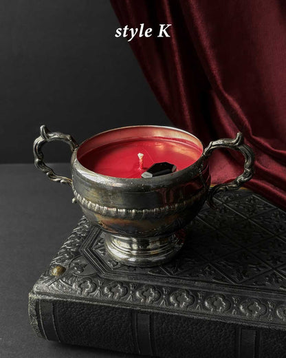 Cauldron Candle ~ Red Wax with Coffin