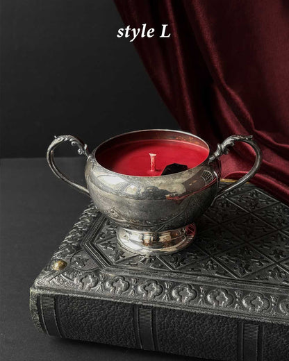 Cauldron Candle ~ Red Wax with Coffin