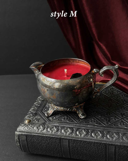 Cauldron Candle ~ Red Wax with Coffin