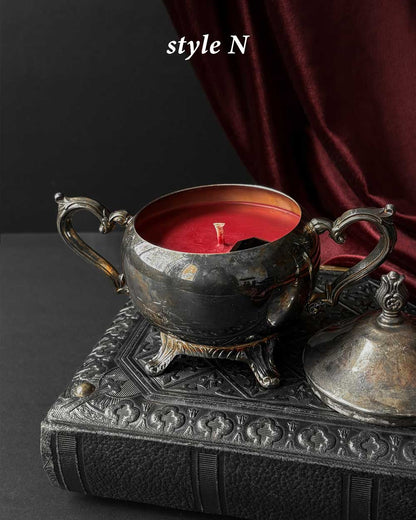 Cauldron Candle ~ Red Wax with Coffin