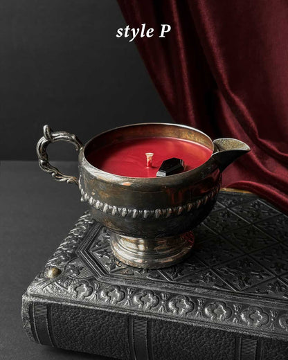 Cauldron Candle ~ Red Wax with Coffin