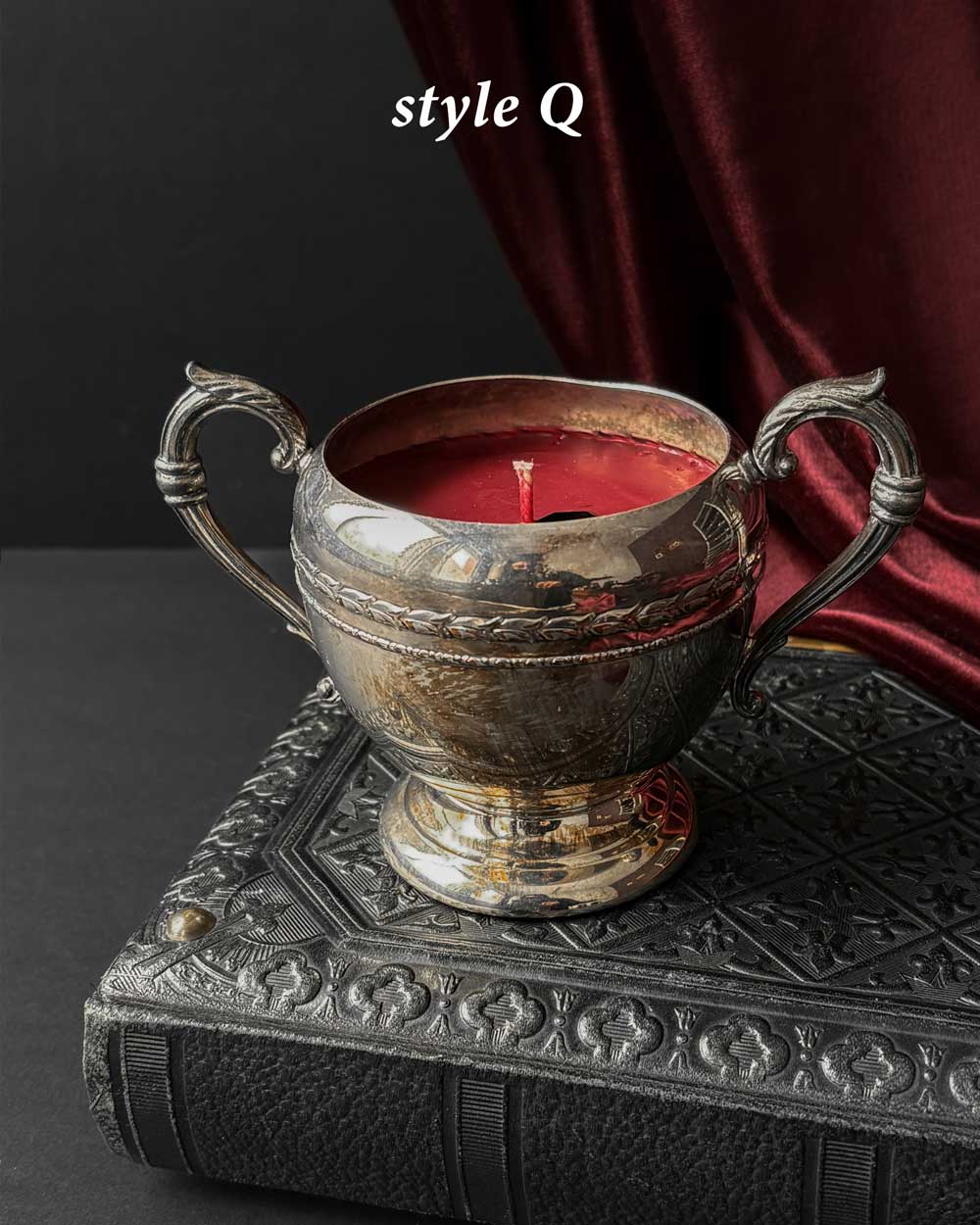 Cauldron Candle ~ Red Wax with Coffin