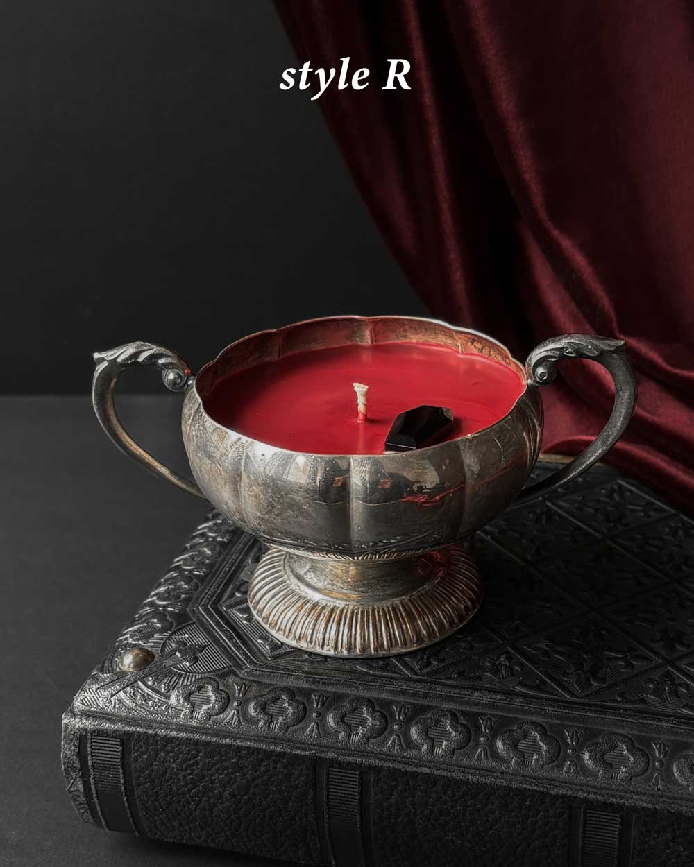 Cauldron Candle ~ Red Wax with Coffin