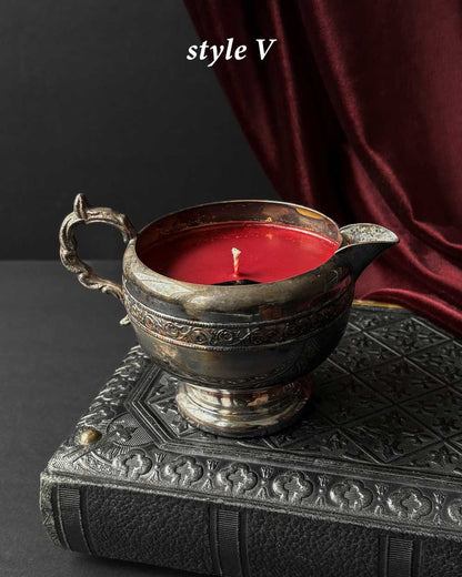 Cauldron Candle ~ Red Wax with Coffin