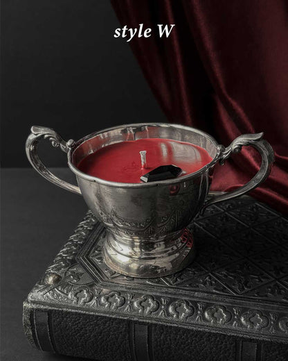 Cauldron Candle ~ Red Wax with Coffin
