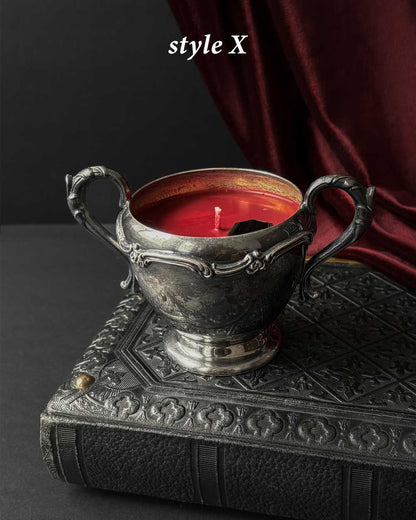 Cauldron Candle ~ Red Wax with Coffin