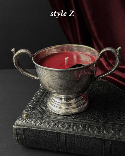 Cauldron Candle ~ Red Wax with Coffin