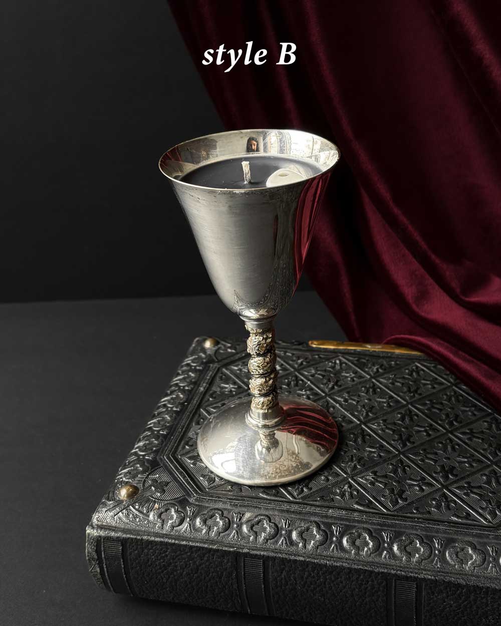 Chalice Candle ~ Black Wax with Planchette