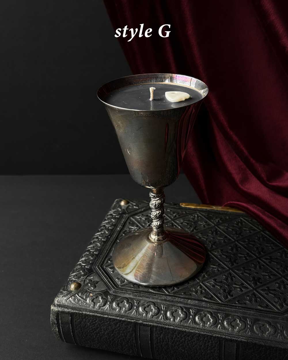 Chalice Candle ~ Black Wax with Planchette