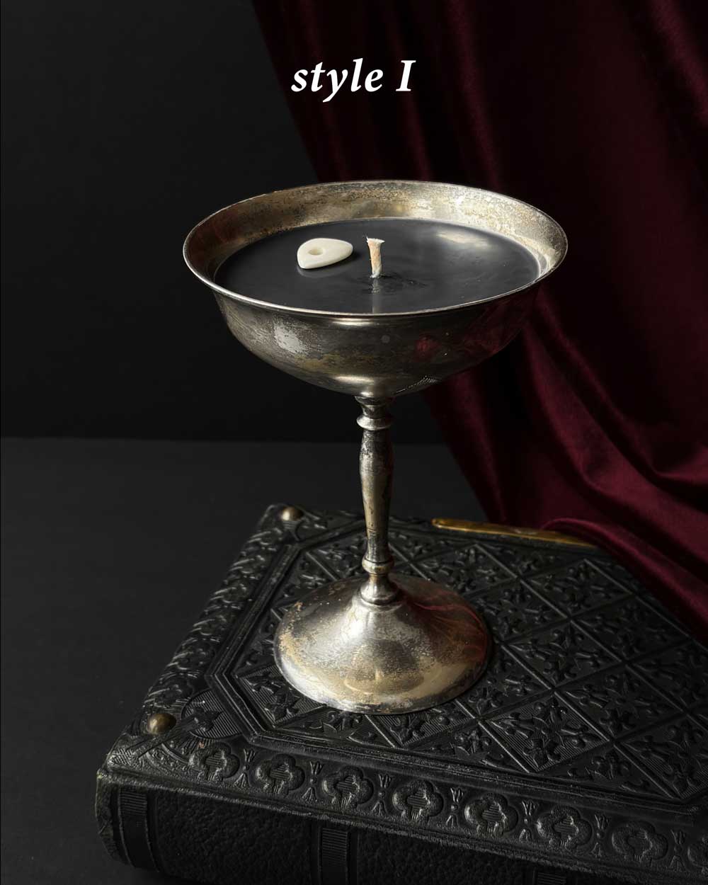 Chalice Candle ~ Black Wax with Planchette