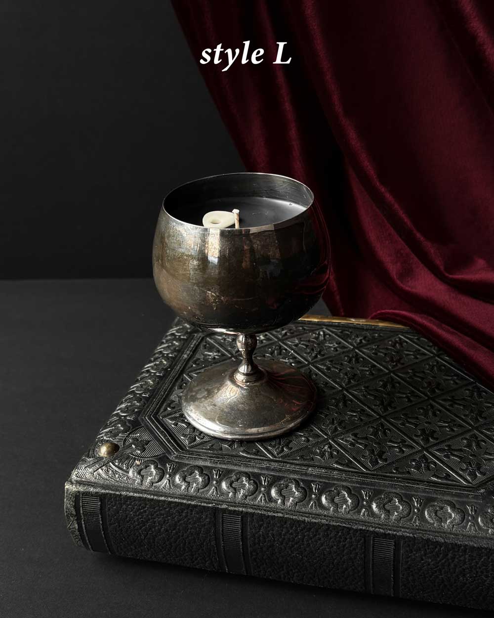 Chalice Candle ~ Black Wax with Planchette