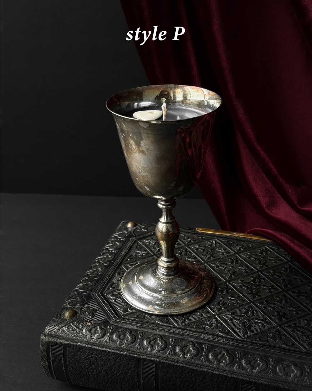 Chalice Candle ~ Black Wax with Planchette