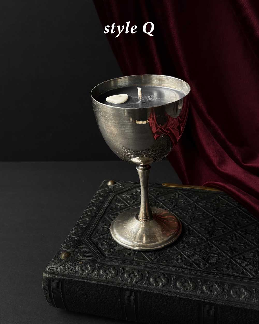 Chalice Candle ~ Black Wax with Planchette