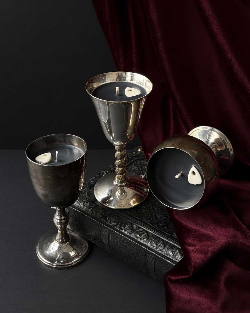 Chalice Candle ~ Black Wax with Planchette