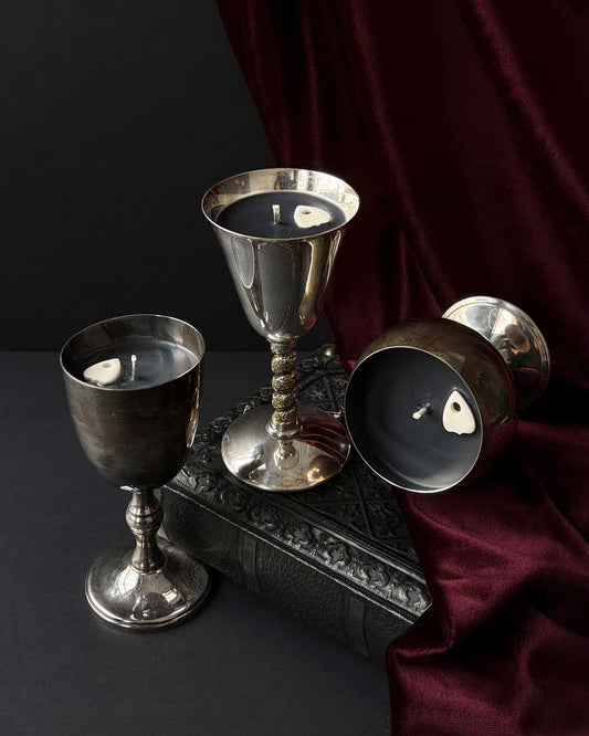 Chalice Candle ~ Black Wax with Planchette