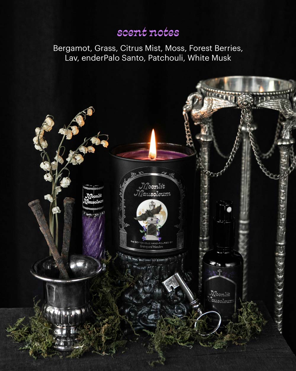 Moonlit Mausoleum Candle (Moss & Sweet Grass)