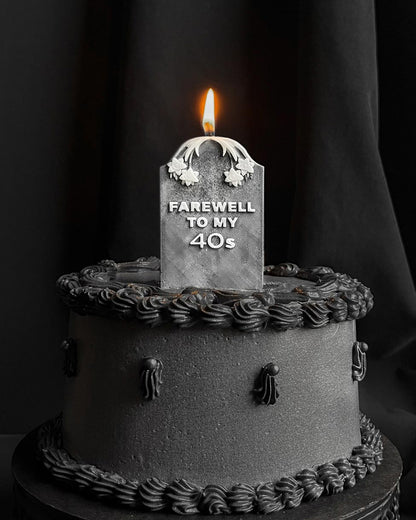 Farewell to my 40s ~ Tombstone Candle