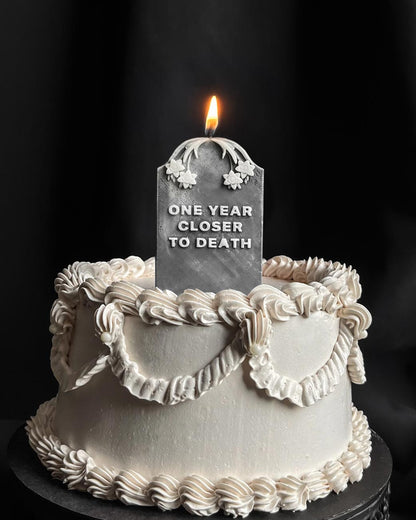 One Year Closer to Death ~ Tombstone Candle