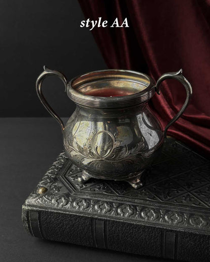 Cauldron Candle ~ Red Wax with Coffin