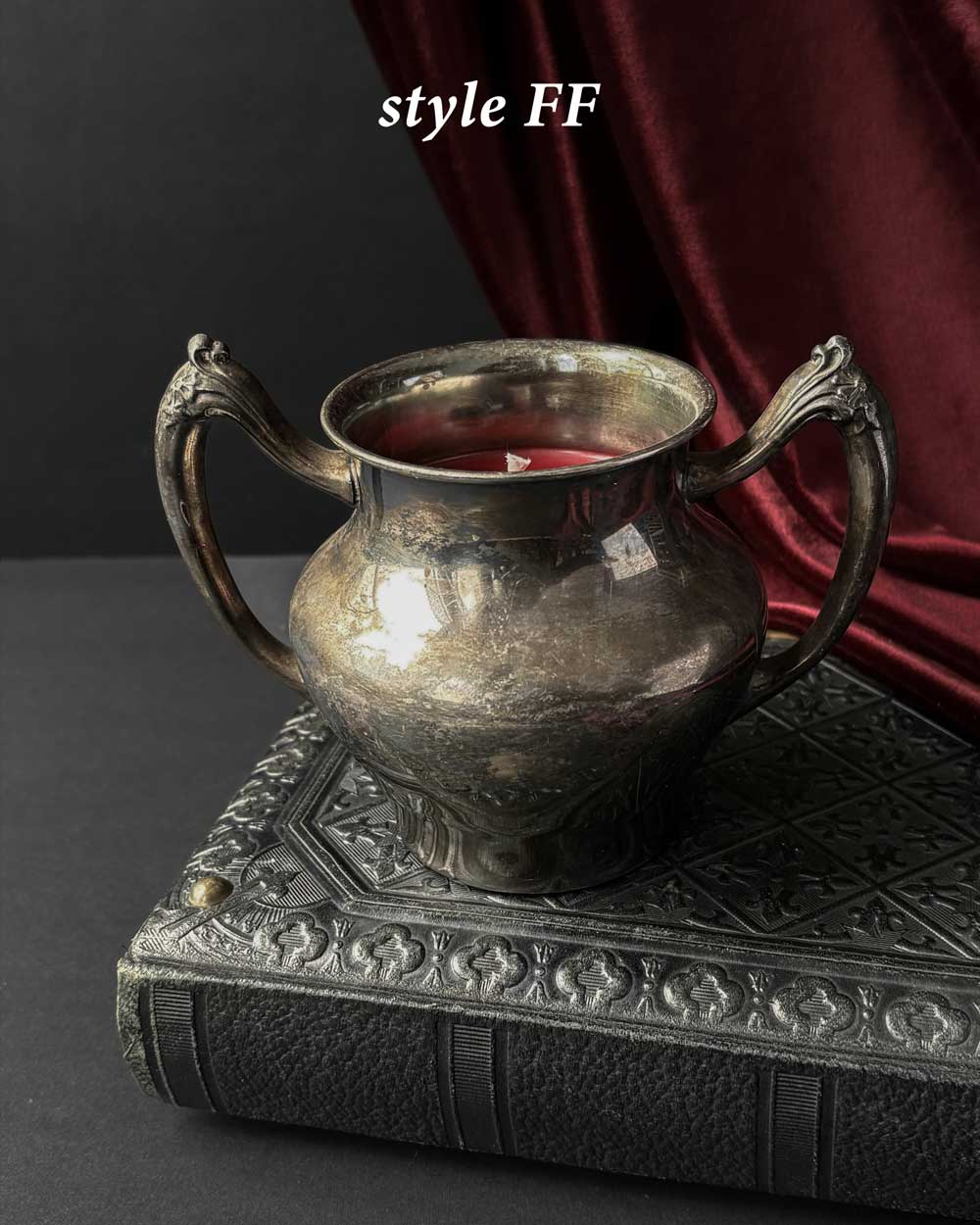 Cauldron Candle ~ Red Wax with Coffin