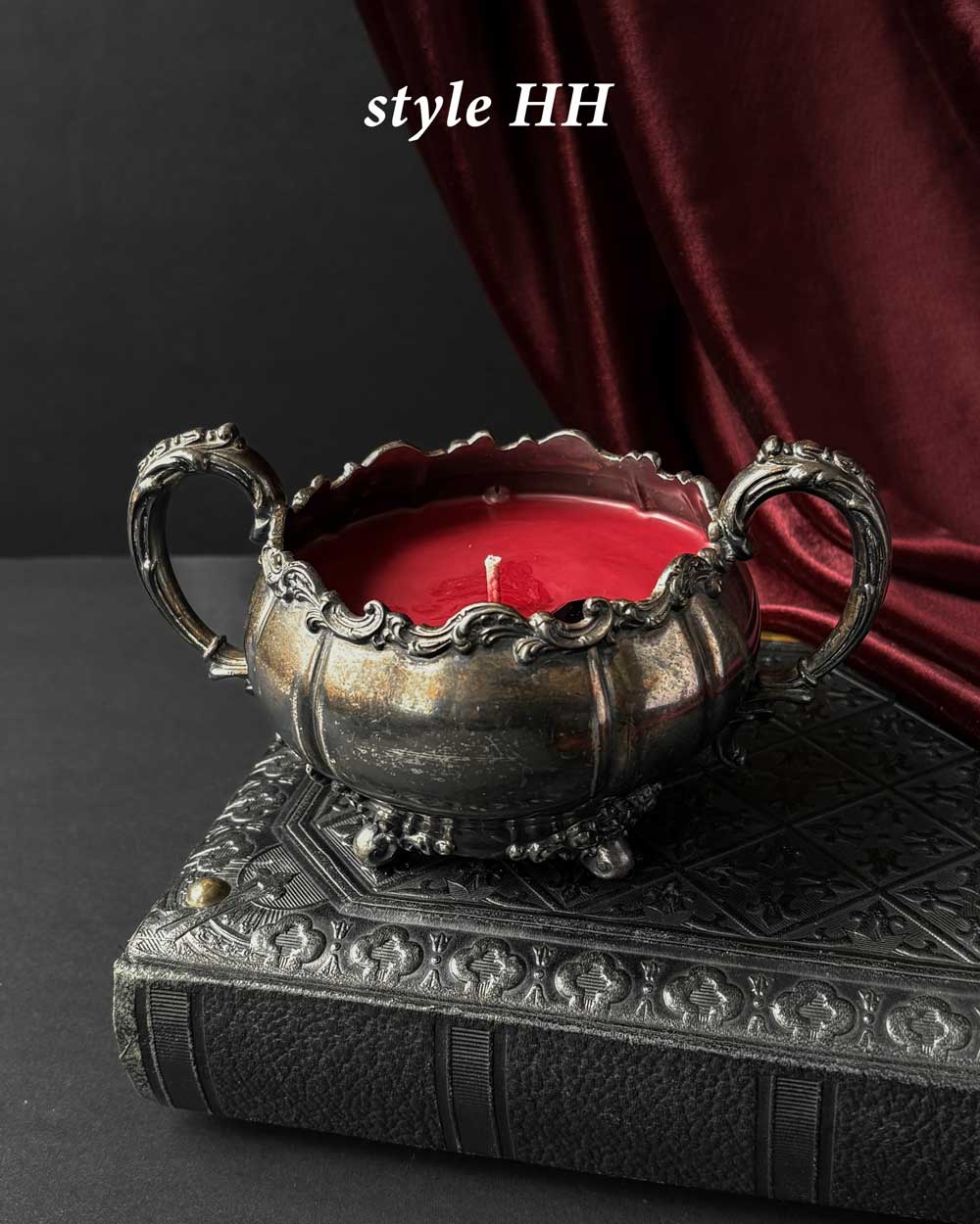Cauldron Candle ~ Red Wax with Coffin