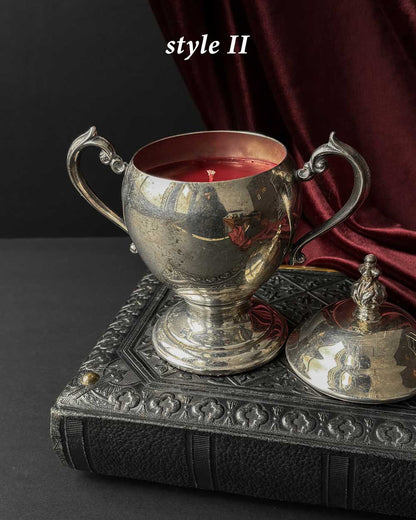 Cauldron Candle ~ Red Wax with Coffin