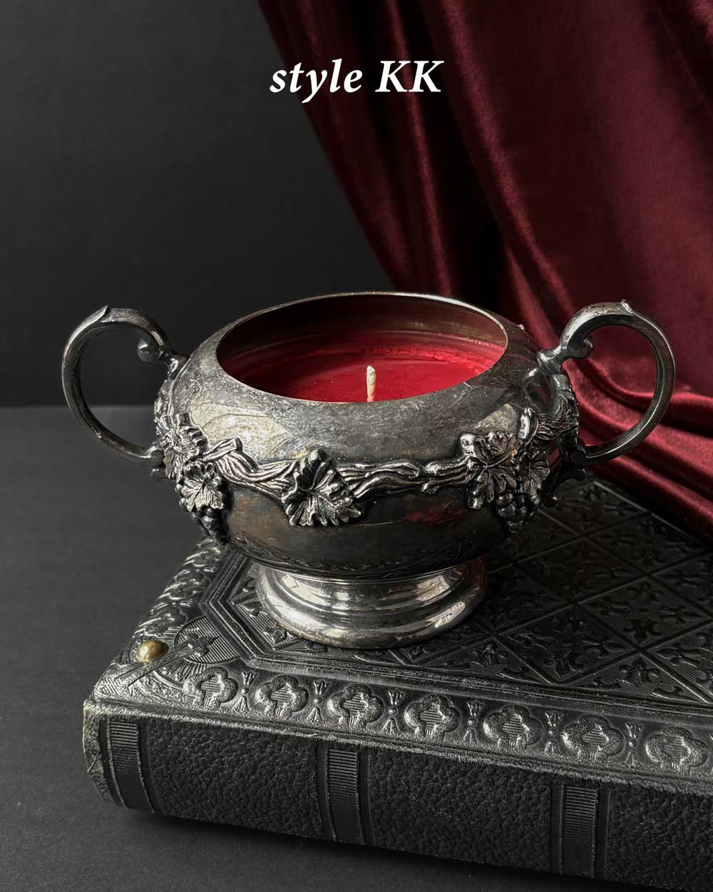 Cauldron Candle ~ Red Wax with Coffin