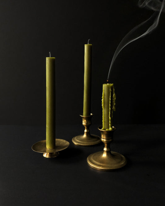 Moss Green ~ Taper Candles