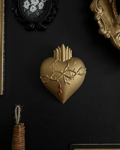 Bleeding Heart Wall Decor ~ Antique Gold